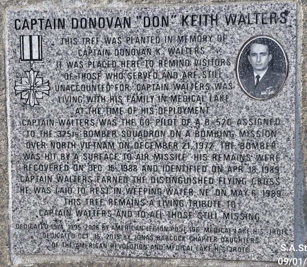 CAPTAIN DONOVAN “DON” KEITH WALTERS MEMORIAL TREE STONE