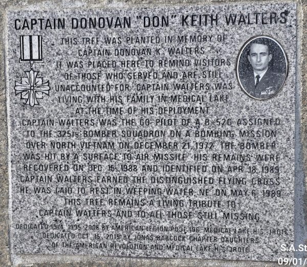 CAPTAIN DONOVAN “DON” KEITH WALTERS MEMORIAL TREE STONE