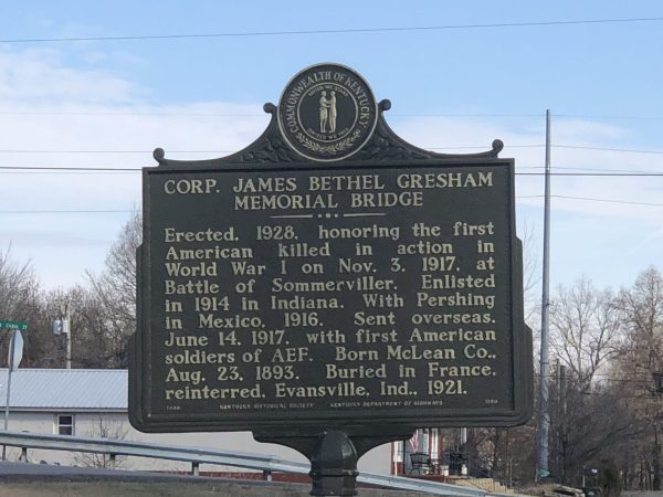 CORP. JAMES BETHEL GRESHAM MEMORIAL BRIDGE MARKER