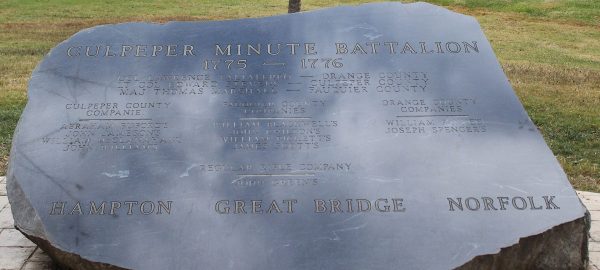 CULPEPER MINUTE BATTALION MEMORIAL ROCK