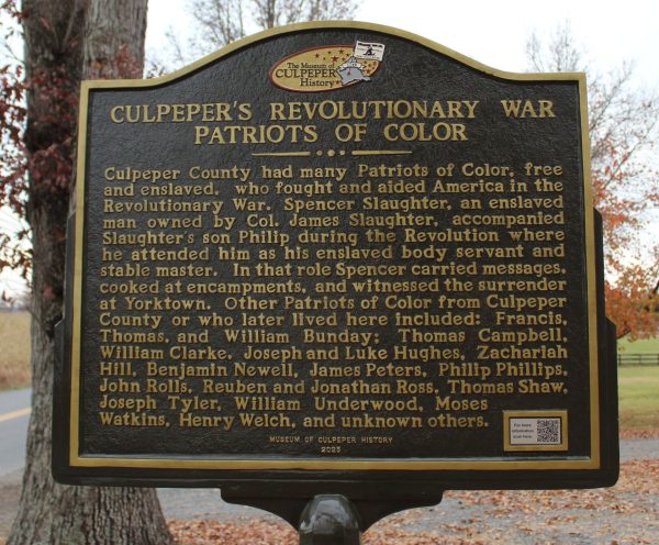 CULPEPER’S REVOLUTIONARY WAR PATRIOTS OF COLOR MEMORIAL MARKER