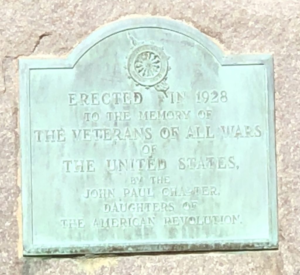 DAR WAR VETERANS MEMORIAL PLAQUE