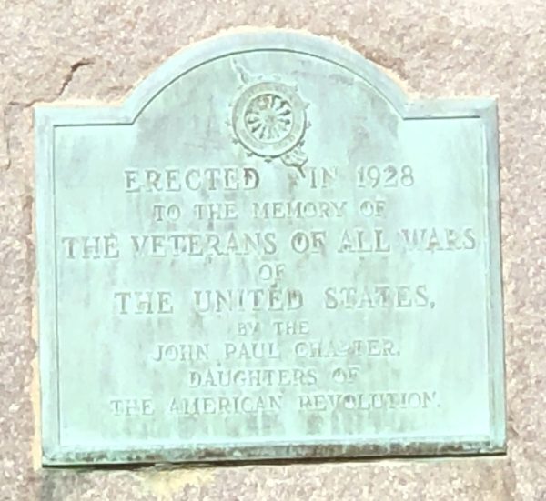 DAR WAR VETERANS MEMORIAL PLAQUE