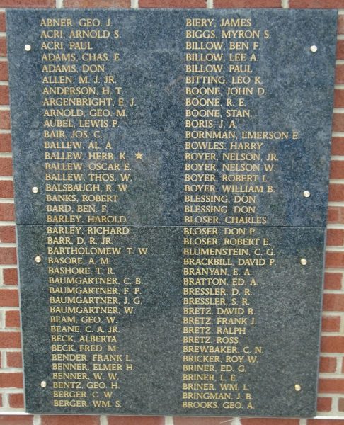 EAST PENNSBORO HONOR ROLL MEMORAIL PLAQUE A