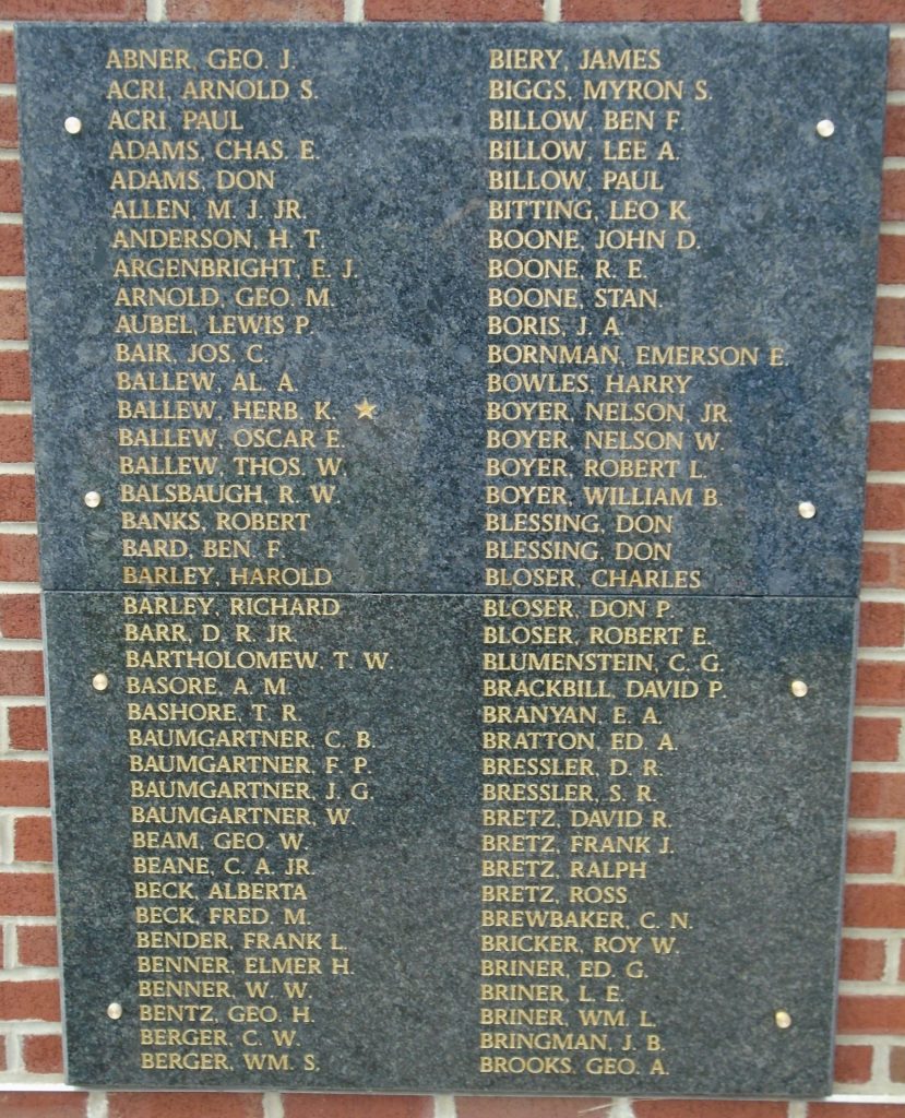 EAST PENNSBORO HONOR ROLL MEMORAIL PLAQUE A