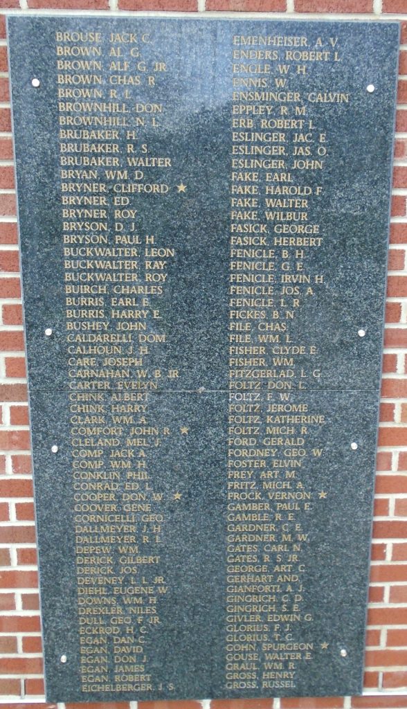 EAST PENNSBORO HONOR ROLL MEMORIAL PLAQUE B