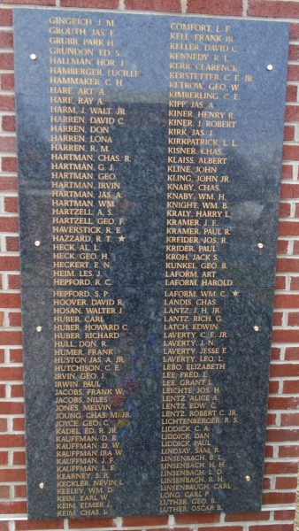 EAST PENNSBORO HONOR ROLL MEMORIAL PLAQUE C
