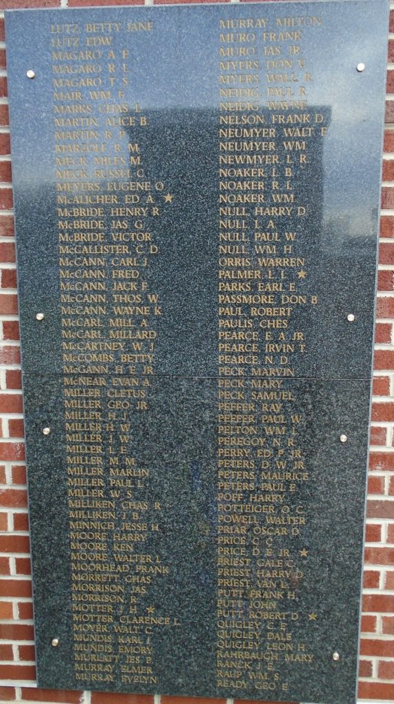 EAST PENNSBORO HONOR ROLL MEMORIAL PLAQUE D