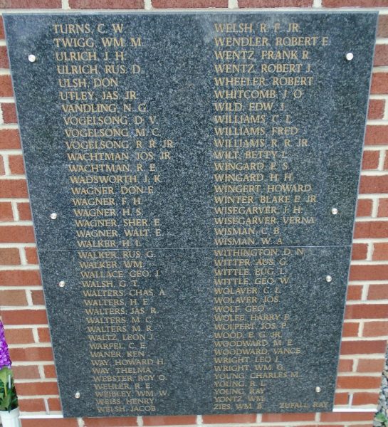 EAST PENNSBORO HONOR ROLL MEMORIAL PLAQUE F
