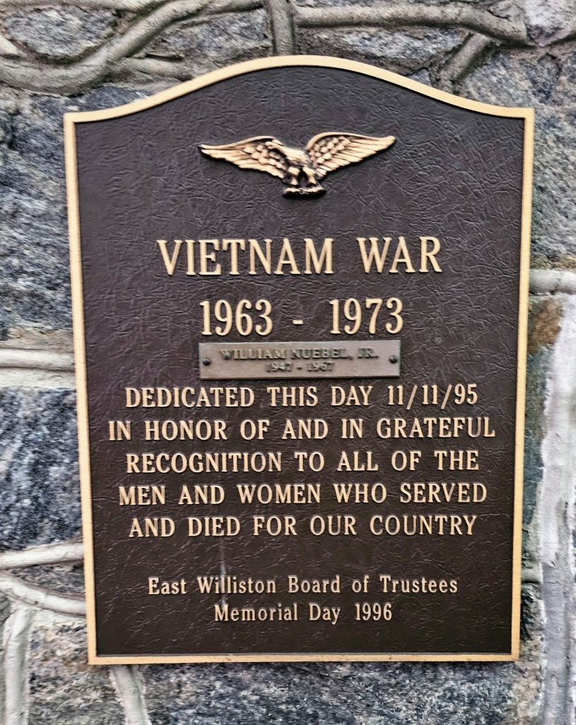 EAST WILLISTON VIETNAM WAR MEMORIAL PLAQUE