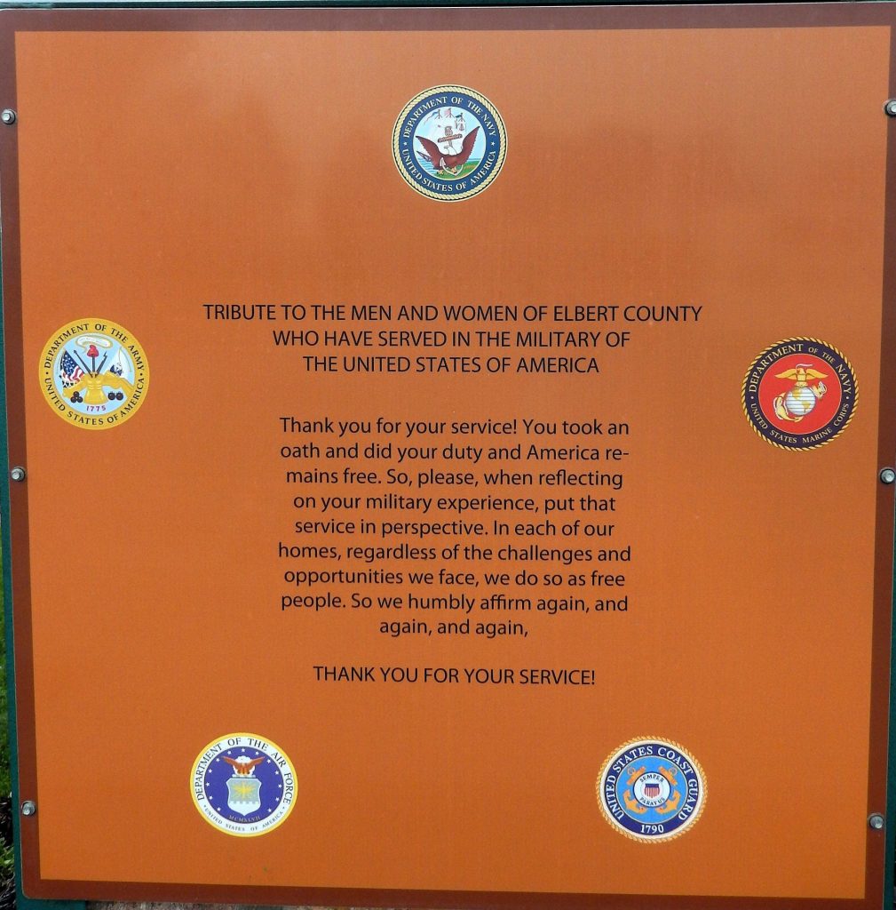 ELBERT COUNTY VETERANS MEMORIAL PLAQUE A
