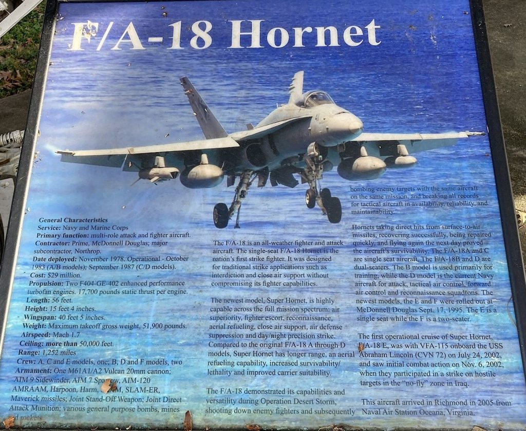 F/A-18 HORNET WAR MEMORIAL PANEL