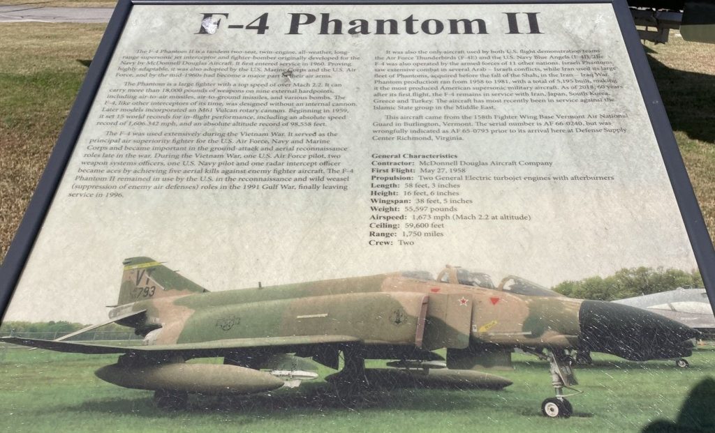 F4 PHANTOM II WAR MEMORIAL PANEL