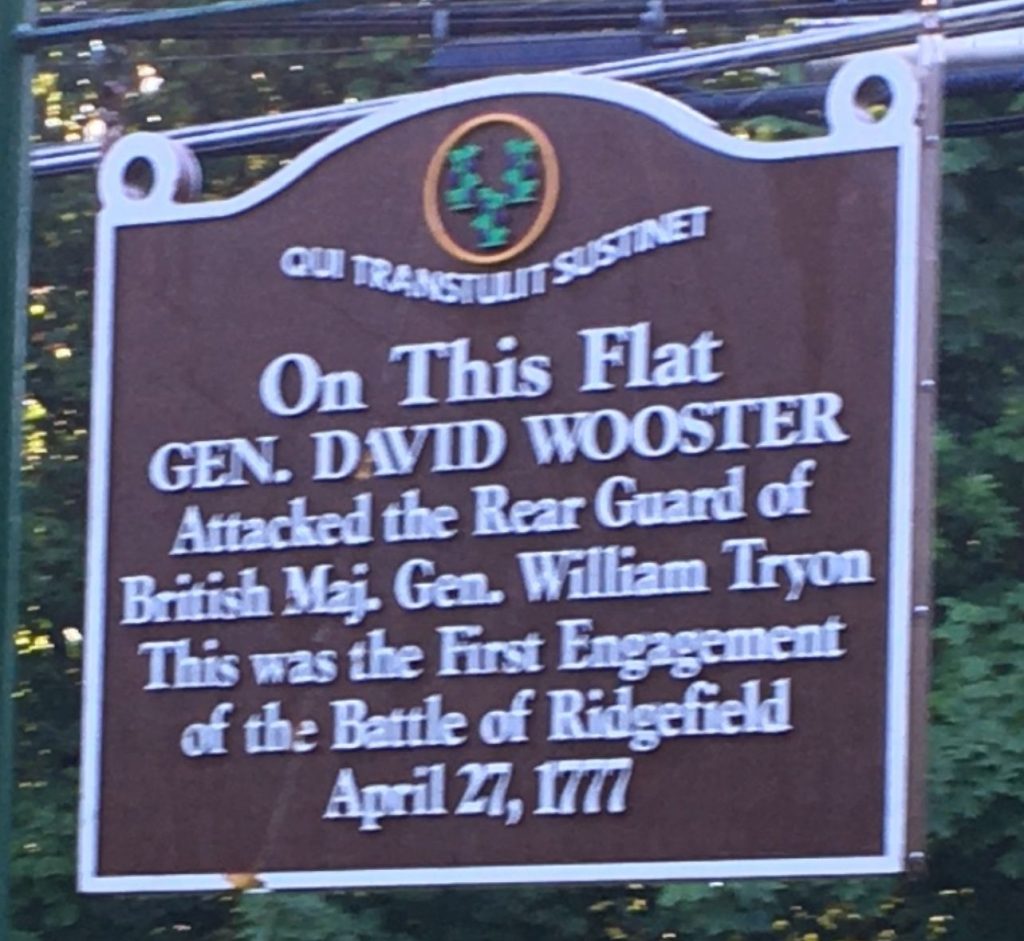 FIRST ENGAGEMENT OF THE BATTLE OF RIDGEFIELD MEMORIAL MARKER