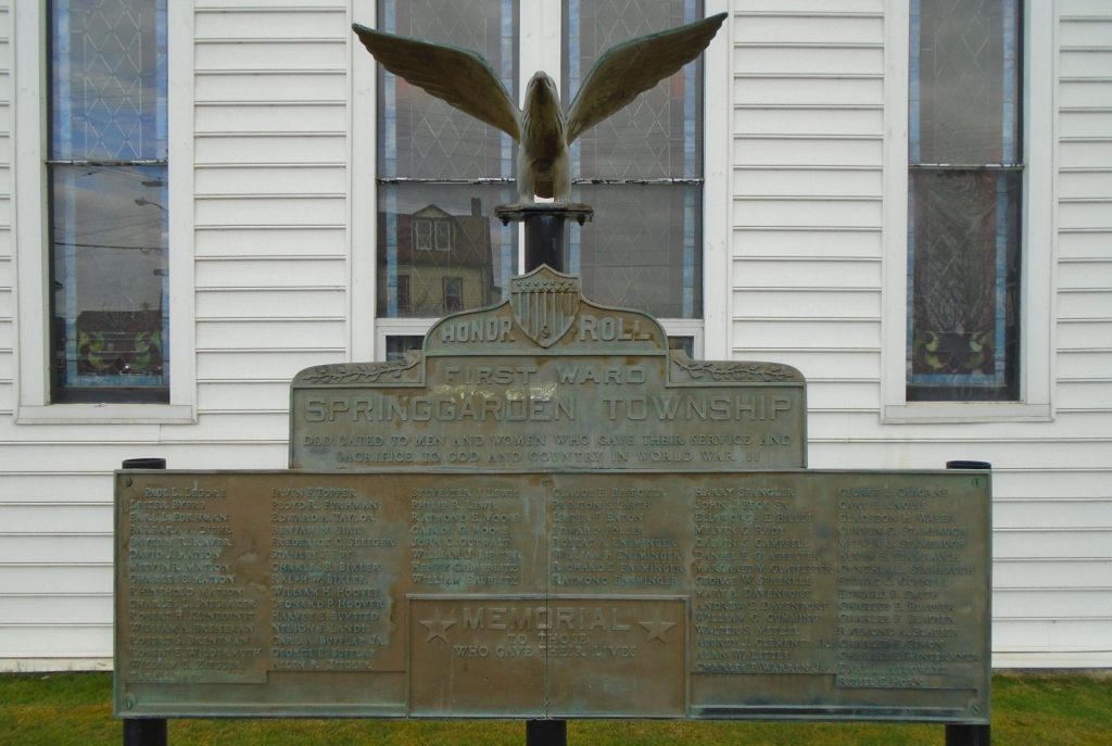FIRST WARD SPRINGGARDEN TOWNSHIP HONOR ROLL MEMORIAL