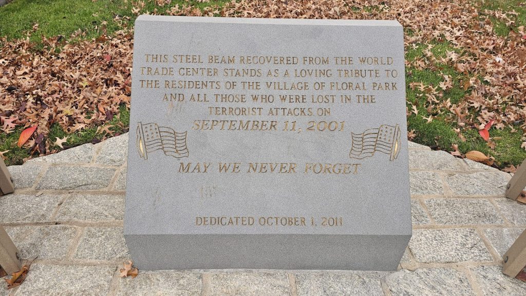 FLORAL PARK SEPTEMBER 11, 2001 MEMORIAL STONE