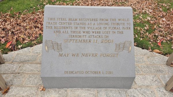 FLORAL PARK SEPTEMBER 11, 2001 MEMORIAL STONE