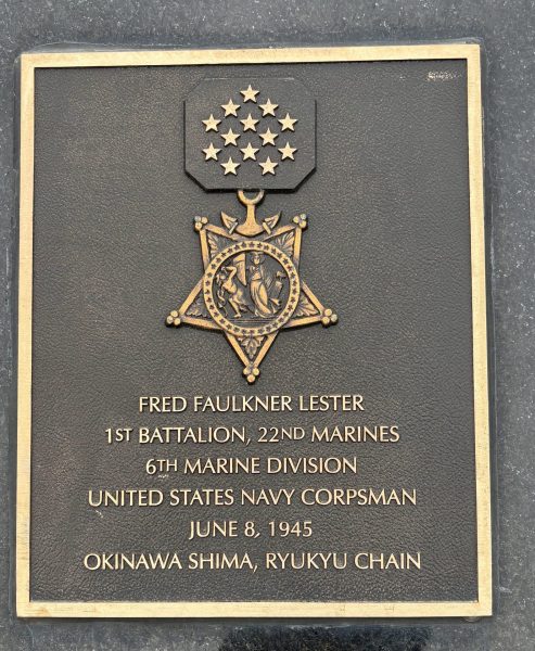 FRED FAULKNER LESTER MEDAL OF HONOR MEMORIAL PLAQUE