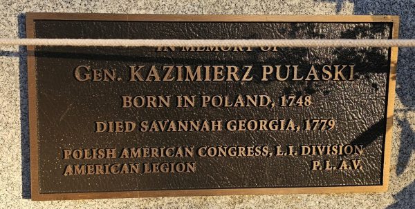 GEN. KAZIMERZ PULASKI REVOLUTIONARY WAR MEMORIAL PLAQUE