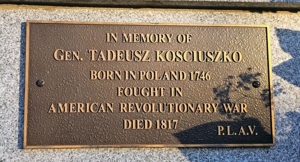 GEN. TADEUSZ KOSCIUSZKO REVOLUTIONARY WAR MEMORIAL PLAQUE