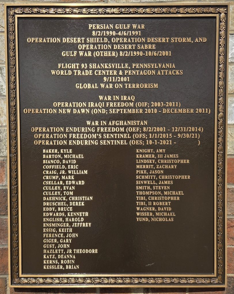 HAMPTON TOWNSHIP WAR MEMORIAL PLAQUE