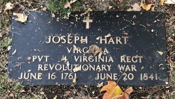 JOSEPH HART REVOLUTIONARY WAR MEMORIAL CEMETERY STONE