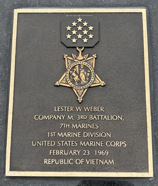 LESTER W WEBER MEDAL OF HONOR WAR MEMORIAL PLAQUE
