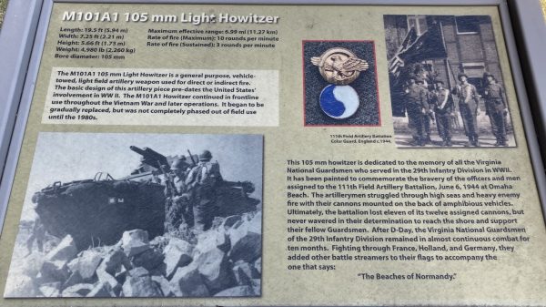 M101A1 105 MM LIGHT HOWITZER WAR MEMORIAL PANEL
