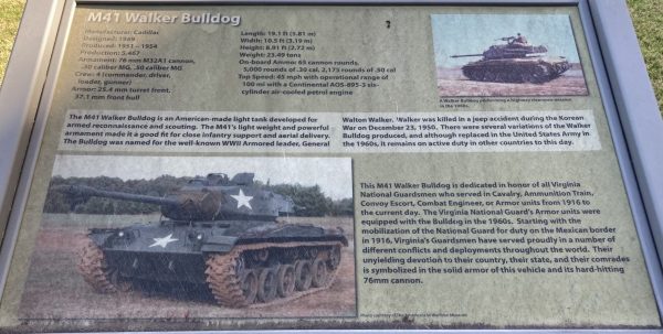M41 WALKER BULLDOG WAR MEMORIAL PANEL