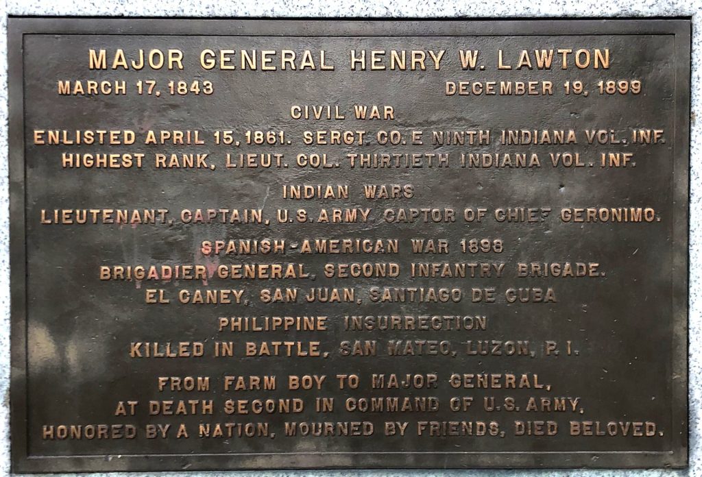 MAJOR GENERAL HENRY W. LAWTON WAR MEMORIAL PLAQUE