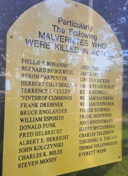 MALVERNITES WHO WERE KILLED IN ACTION MEMORIAL PLAQUE