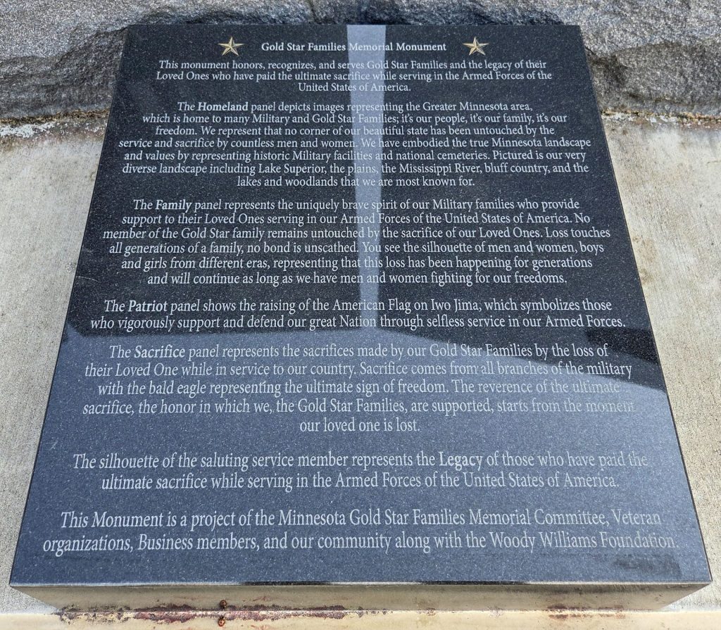 MANTORVILLE GOLD STAR FAMILIES MEMORIAL MONUMENT STONE