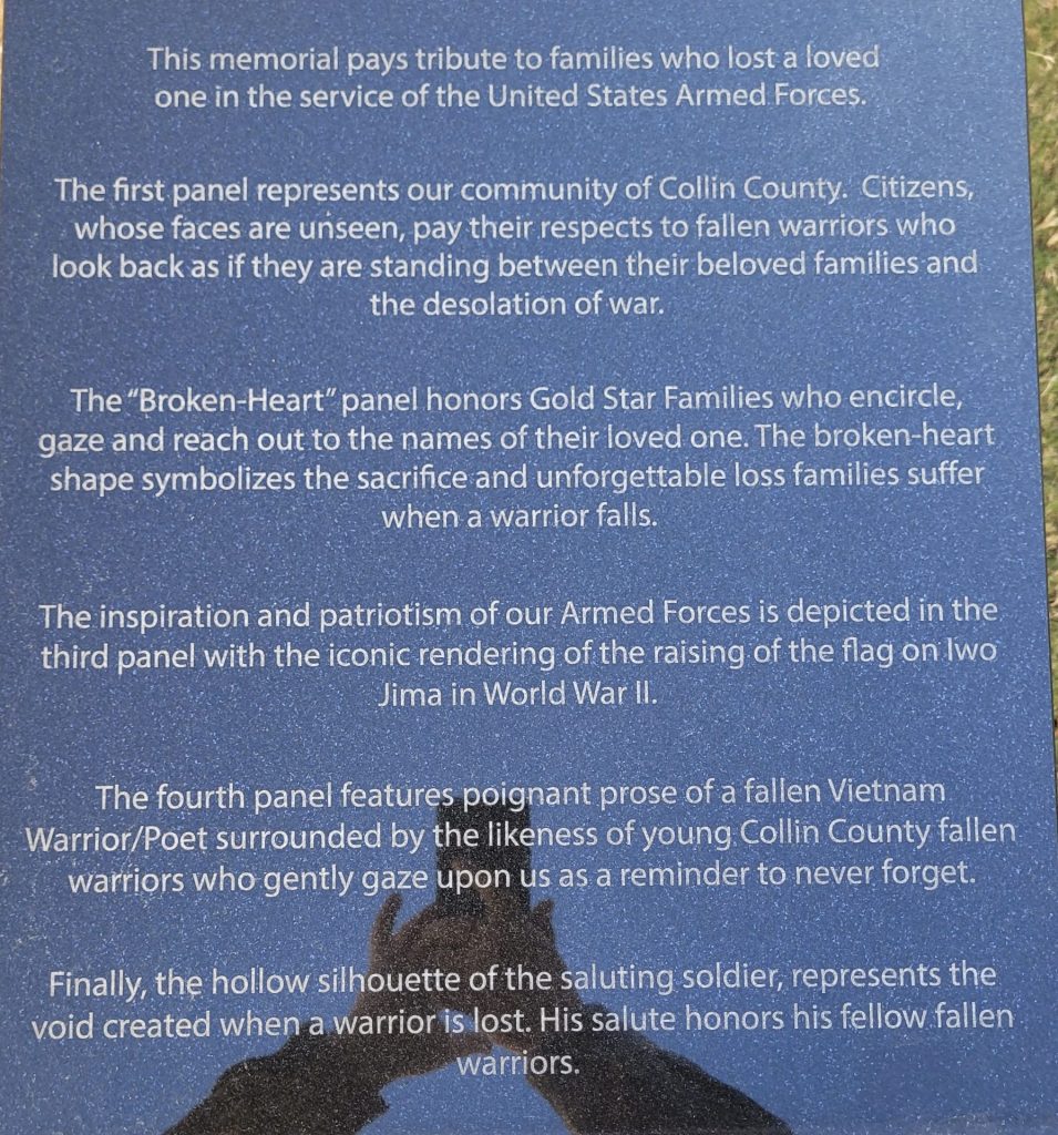 MCKINNEY GOLD STAR FAMILIES MEMORIAL MONUMENT STONE