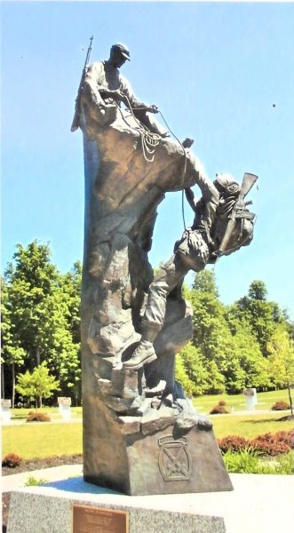 MILITARY MOUNTAINEERS MEMORIAL STATUES CLOSE-UP
