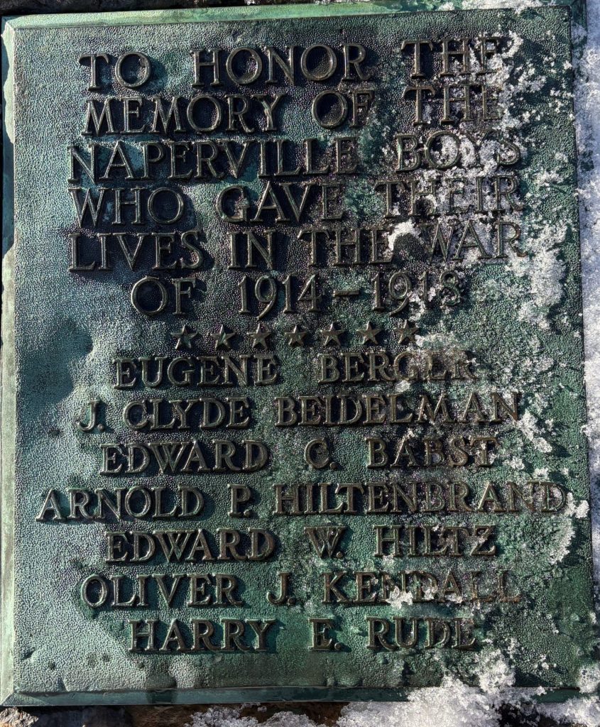 NAPERVILLE BOYS SUPREME SACRIFICE WORLD WAR MEMORIAL PLAQUE