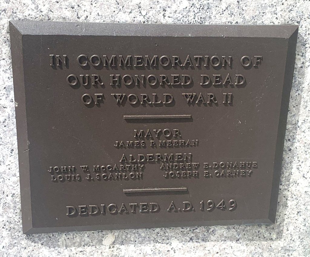 OUR HONORED DEAD OF WORLD WAR II MEMORIAL PLAQUE