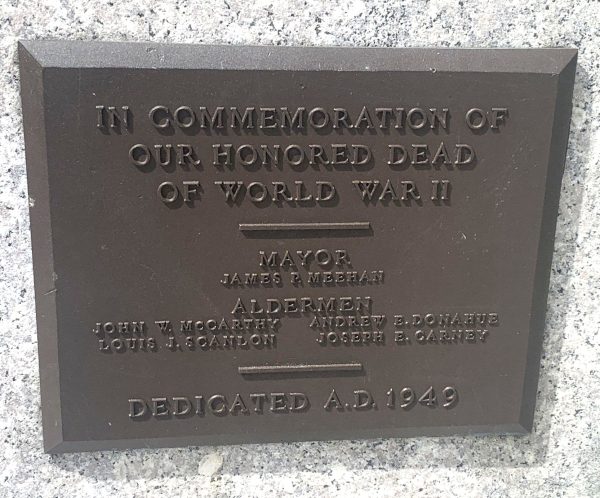 OUR HONORED DEAD OF WORLD WAR II MEMORIAL PLAQUE