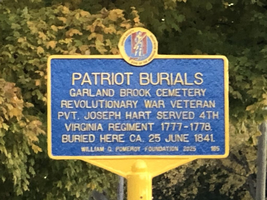 PATRIOT BURIALS GARLAND BROOK CEMETERY REVOLUTIONARY WAR MEMORIAL MARKER