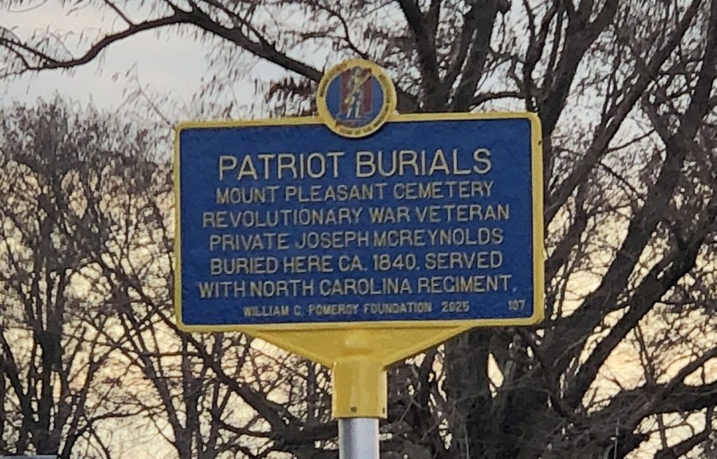 PATRIOTS BURIALS MOUNT PLEASANT CEMETERY REVOLUTIONARY WAR MEMORIAL MARKER