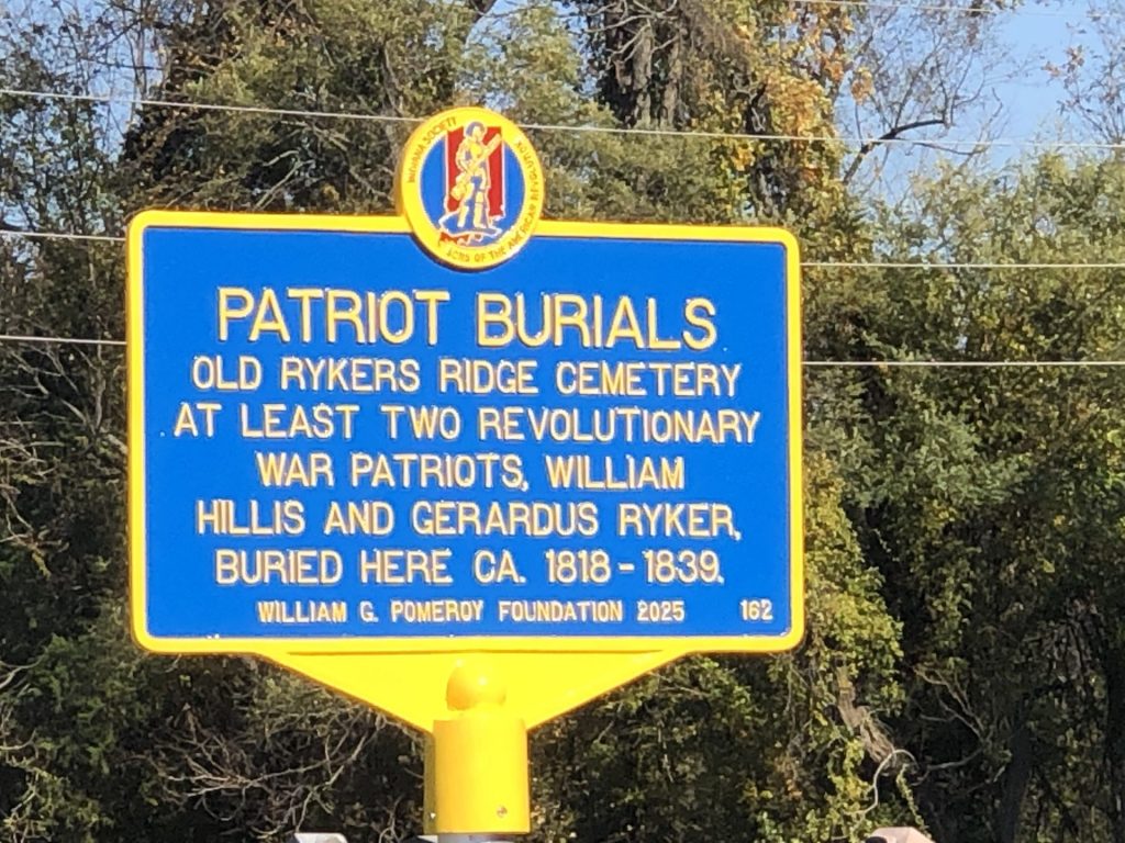 PATRIOT BURIALS OLD RYKERS CEMETERY REVOLUTIONARY WAR MEMORIAL MARKER