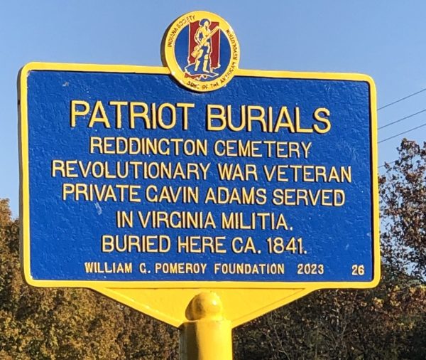 PATRIOT BURIALS REDDINGTON CEMETERY REVOLUTIONARY WAR MEMORIAL MARKER