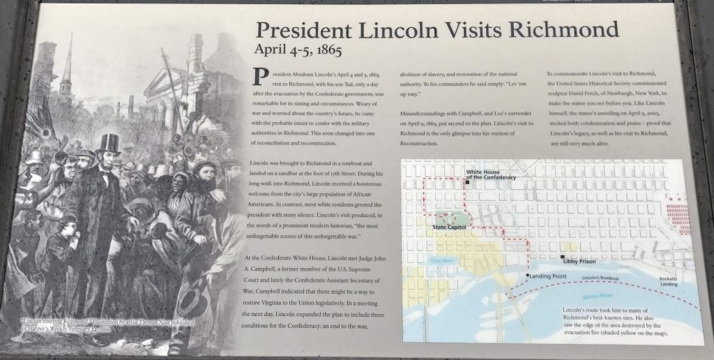 PRESIDENT LINCOLN VISITS RICHMOND WAR MEMORIAL PANEL