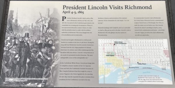 PRESIDENT LINCOLN VISITS RICHMOND WAR MEMORIAL PANEL