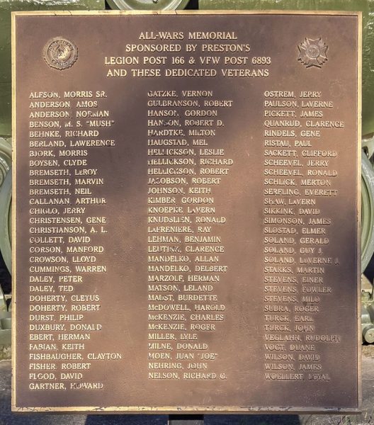 PRESTON ALL-WARS MEMORIAL TANK PLAQUE