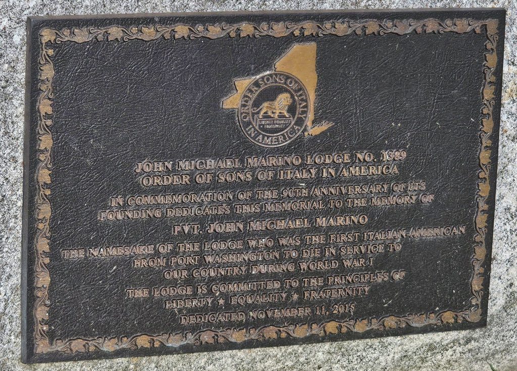 PVT. JOHN MICHAEL MARINO WAR MEMORIAL PLAQUE