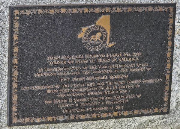 PVT. JOHN MICHAEL MARINO WAR MEMORIAL PLAQUE