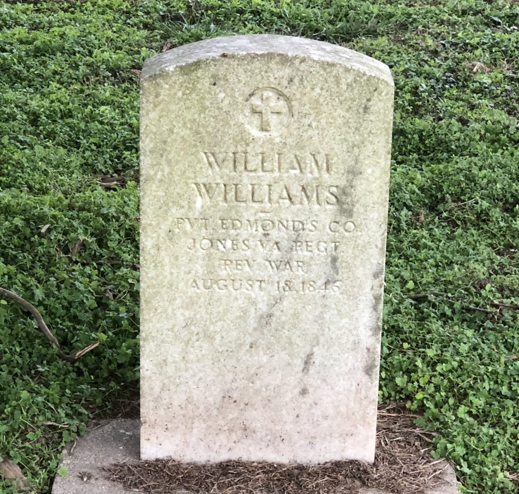 PVT. WILLLIAM WILLIAMS REVOLUTIONARY WAR CEMETERY STONE