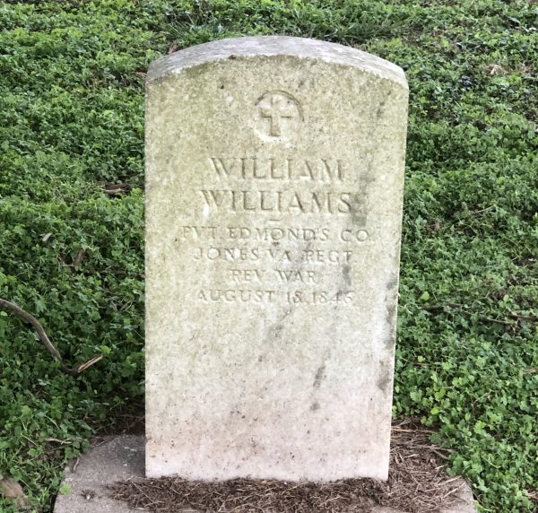 PVT. WILLLIAM WILLIAMS REVOLUTIONARY WAR CEMETERY STONE