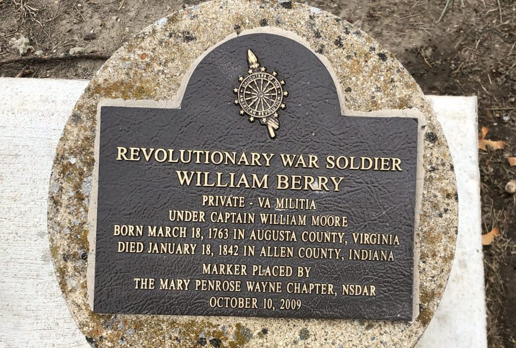 REVOLUTIONARY WAR SOLDIER WILLIAM BERRY MEMORIAL MARKER