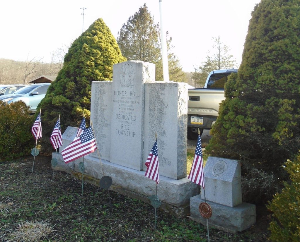RICE TOWNSHIP HONOR ROLL WORLD WAR II MEMORIAL